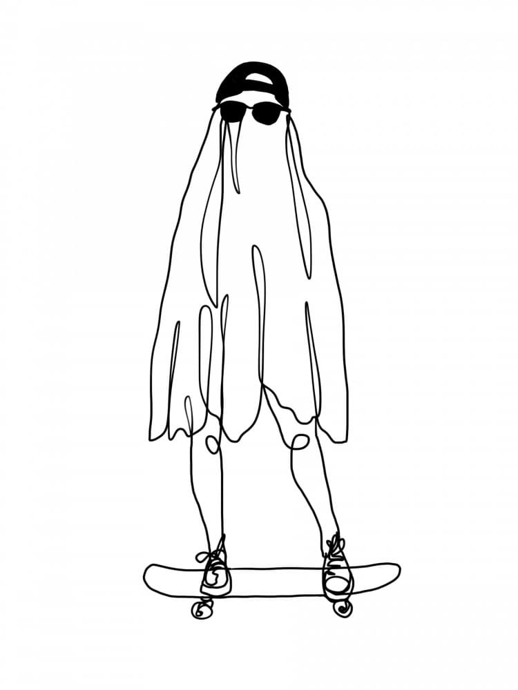 Cool Skater Ghost by Hanna Lee Tidd — canvas wall art