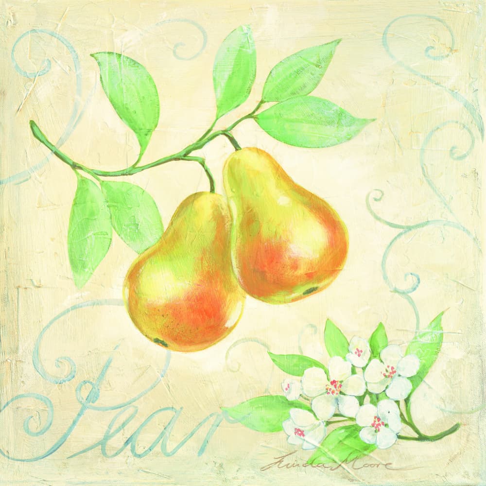 Pears and Blossoms by Renate Holzner — canvas wall art