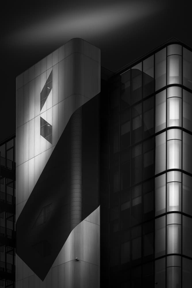 Geometric Night Building by Fiorenzo Rondi — canvas wall art