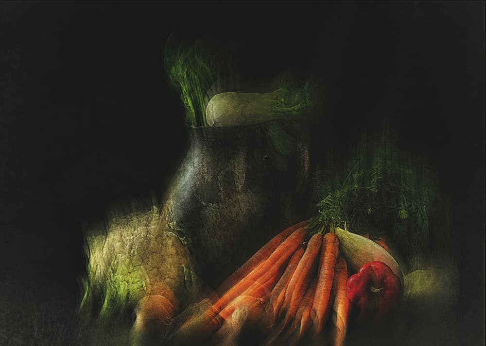 Dark Still Life Vegetables by Jan van der Linden — canvas wall art