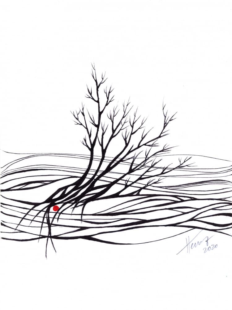 Minimalist Tree Red Dot by Aniko Hencz — canvas wall art