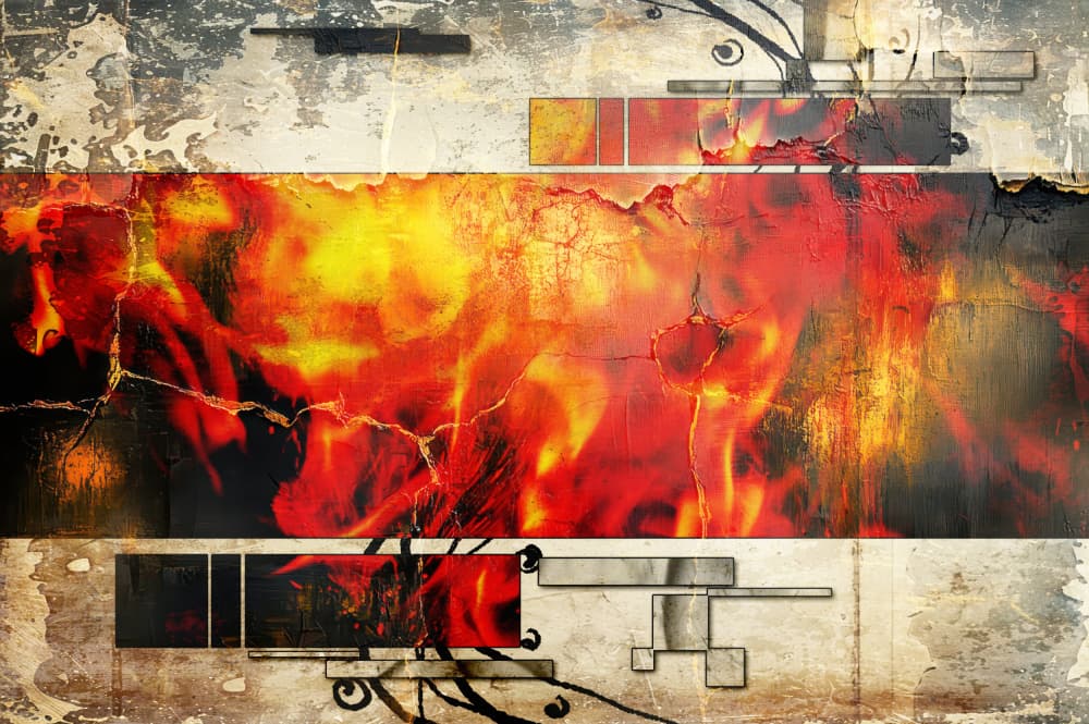 Fiery Grunge Abstract by Rafal Kulik — canvas wall art