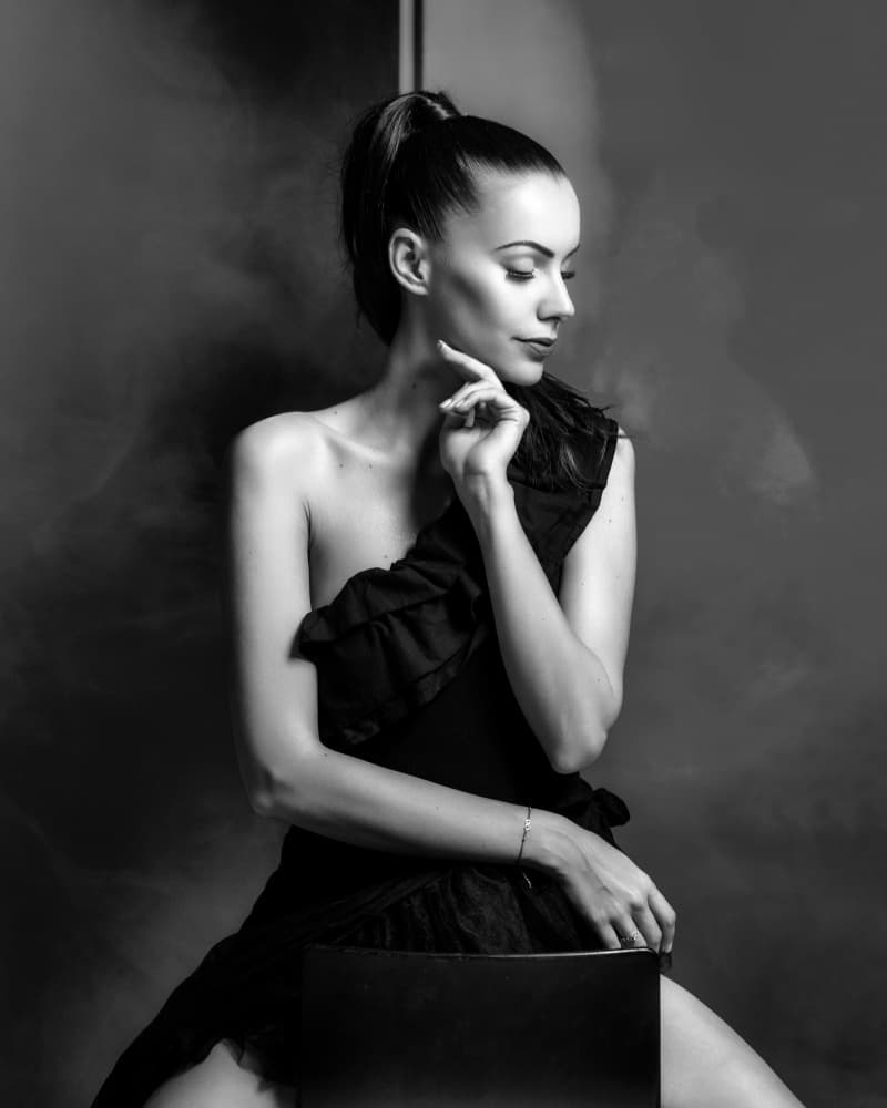 Pensive Beauty Portrait by Vasil Nanev — canvas wall art
