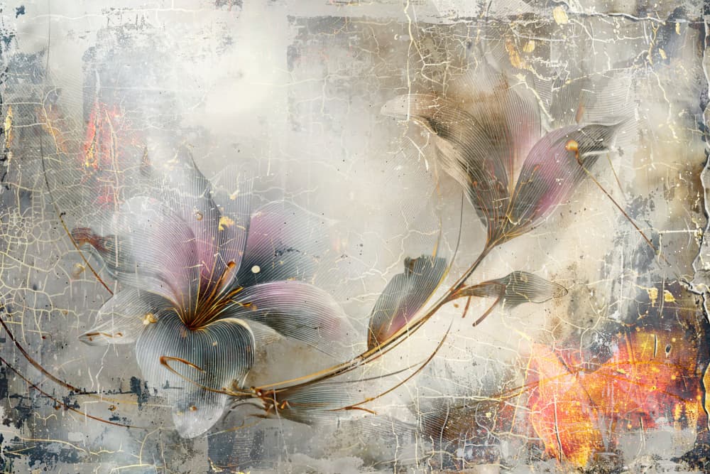 Grungy Floral Elegance by Rafal Kulik — canvas wall art