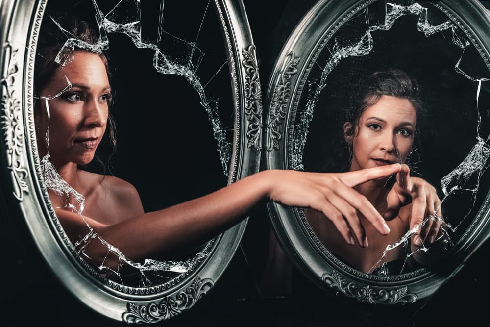 Woman In Broken Mirror by Sharon Levy — canvas wall art