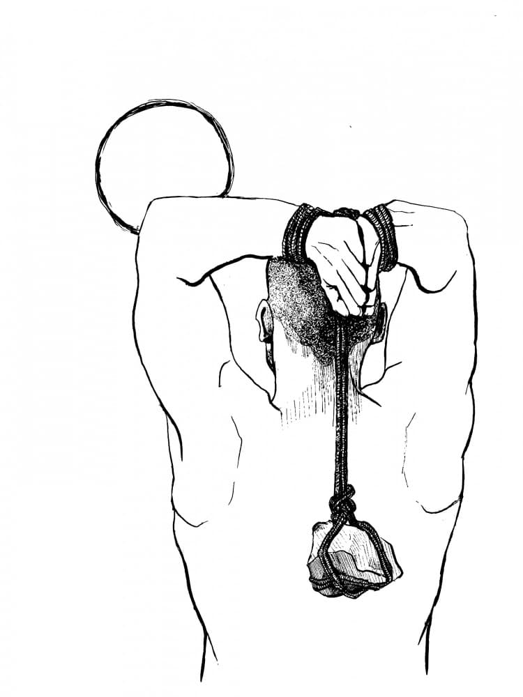 Tied Man Heavy Stone by . DrAW . — canvas wall art