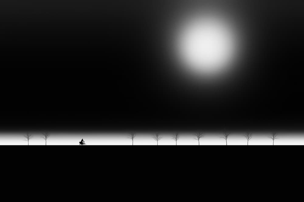 Moonlit Minimalist Landscape by Marchevca Bogdan — canvas wall art