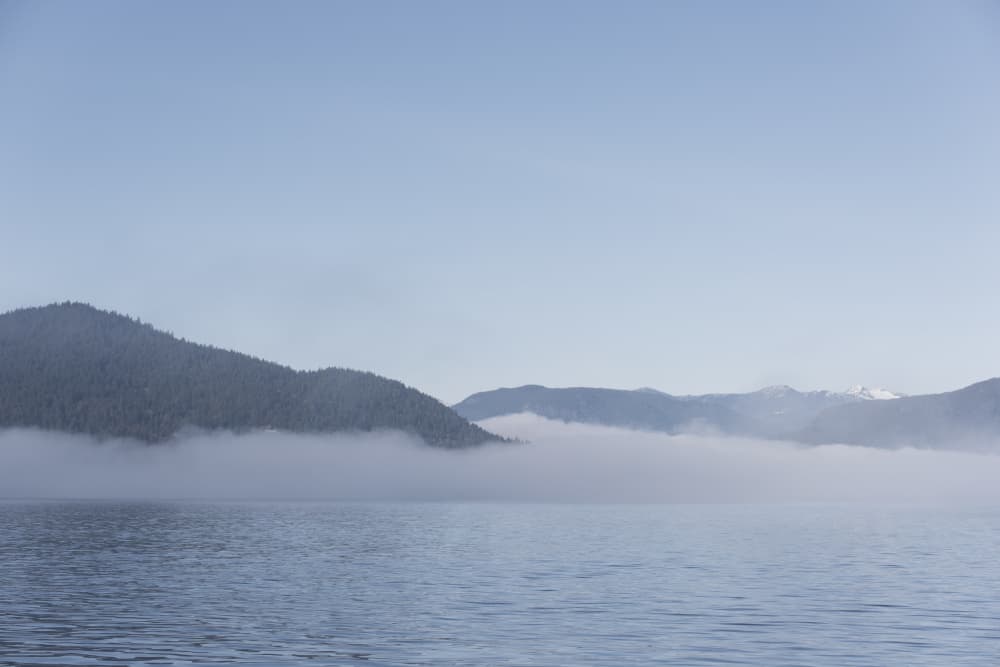 Misty Mountain Lake by Lynann Colligan — canvas wall art