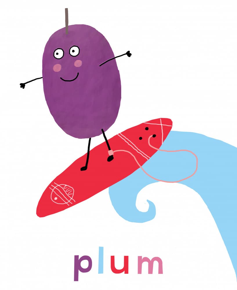 Happy Surfing Plum by Carla Daly — canvas wall art