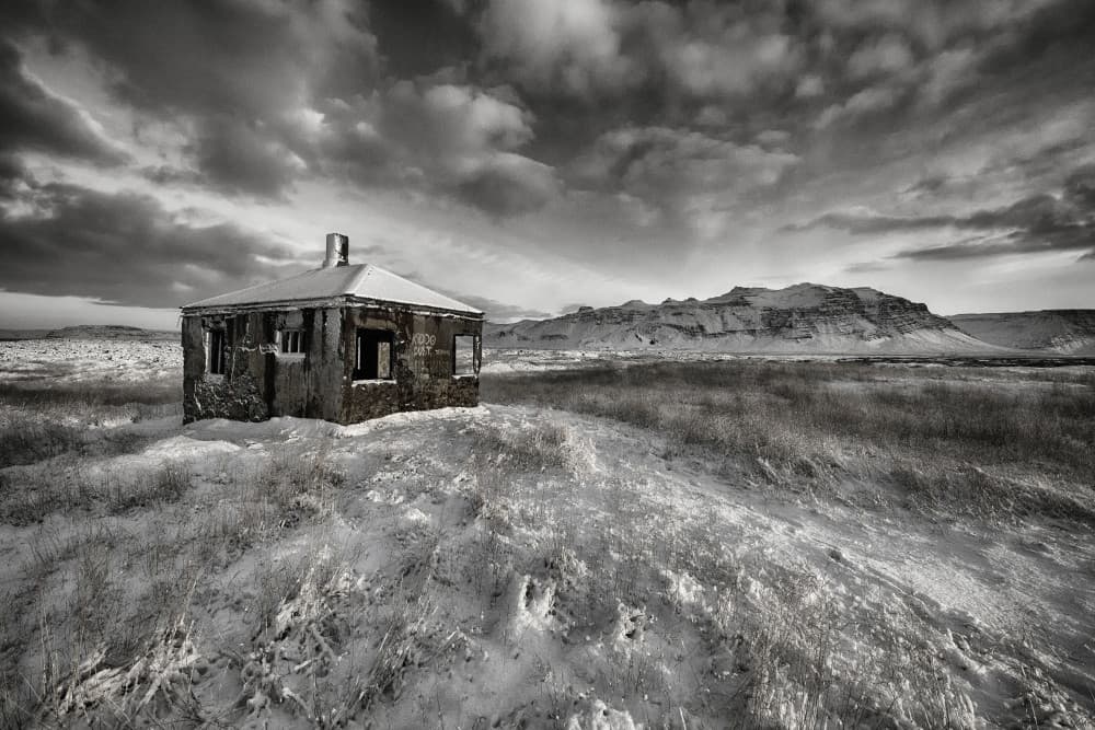 Stark Winter Cabin by Þorsteinn H. Ingibergsson — canvas wall art