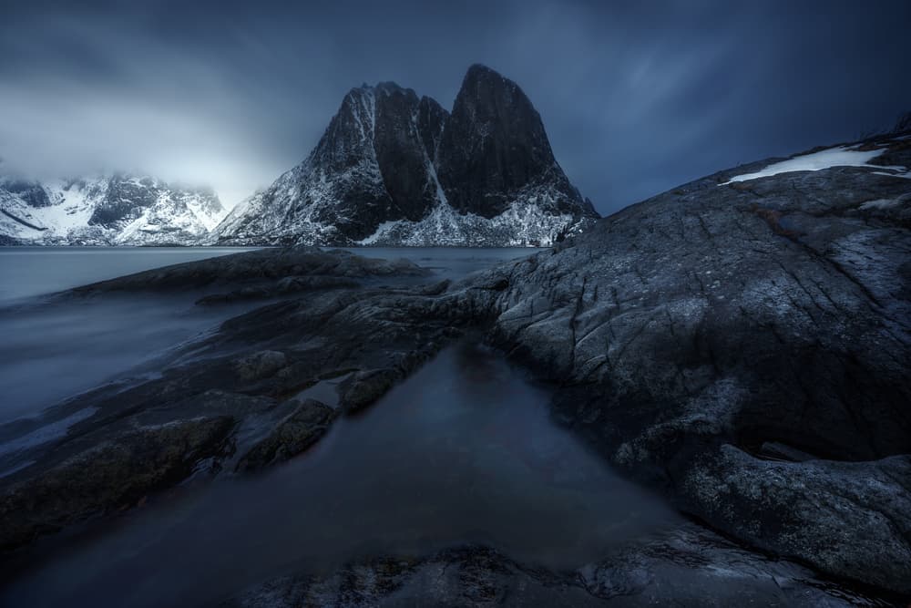 Dark Nordic Peaks by Fran Osuna — canvas wall art