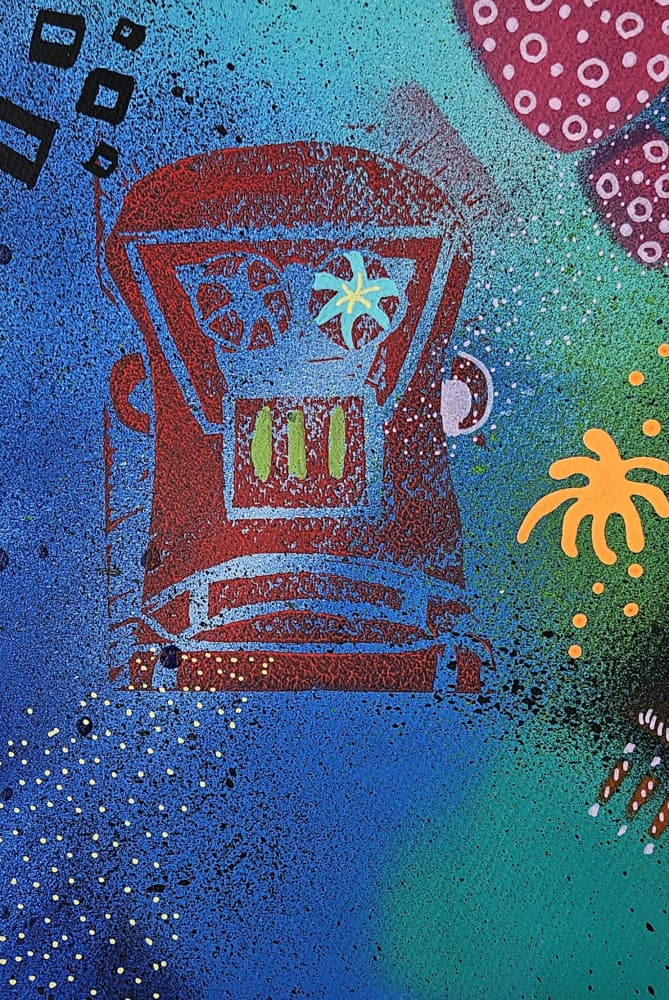 Colorful Abstract Robot by Olea Huuska — canvas wall art