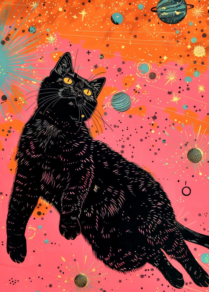 Cosmic Cat Stargazer by Justyna Jaszke — canvas wall art