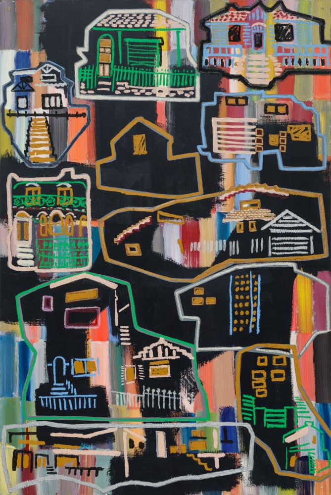 Colorful Abstract Houses by dirk kruithof — canvas wall art