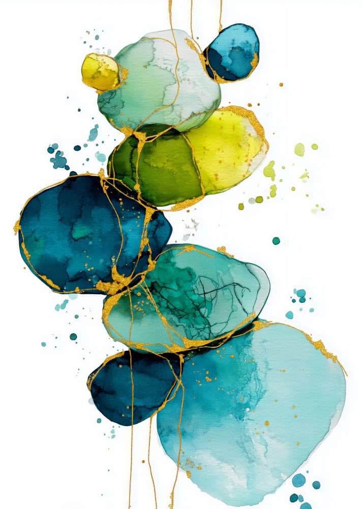 Vibrant Abstract Pebbles by Justyna Jaszke — canvas wall art