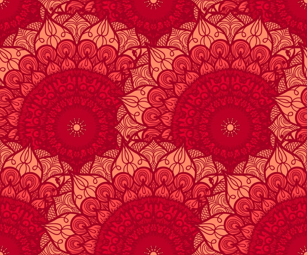 Vibrant Red Mandala Pattern by Marika Barsrsind β canvas wall art