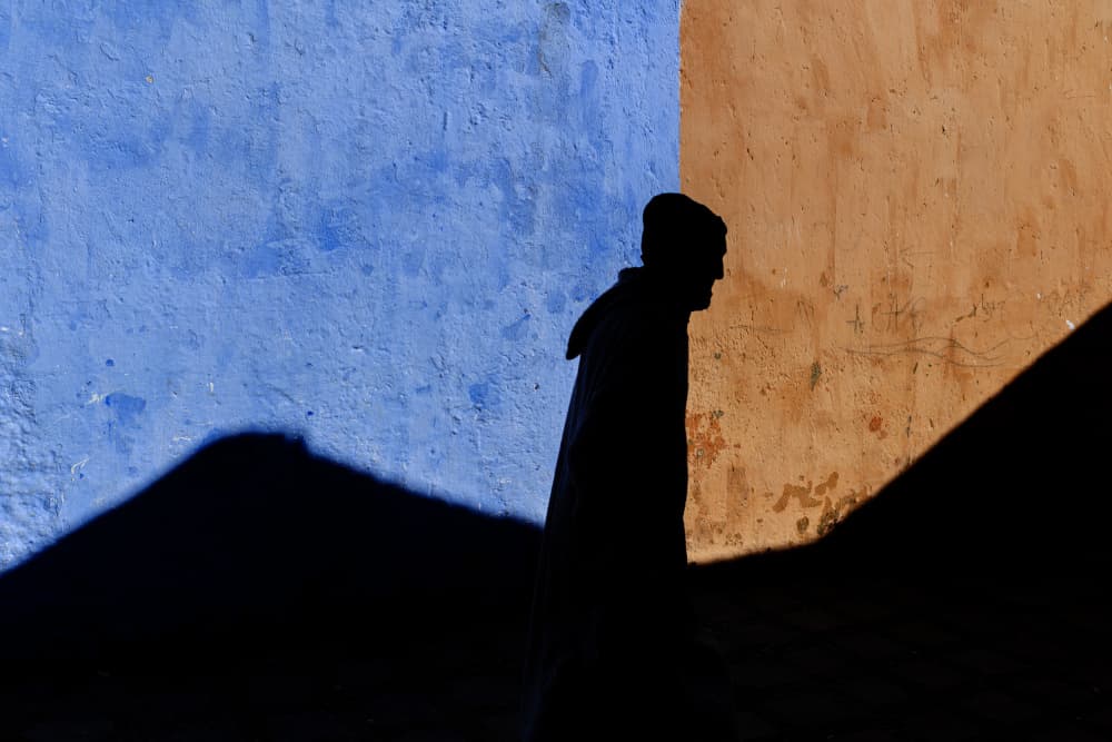 Blue Orange Silhouette by Gina Buliga — canvas wall art