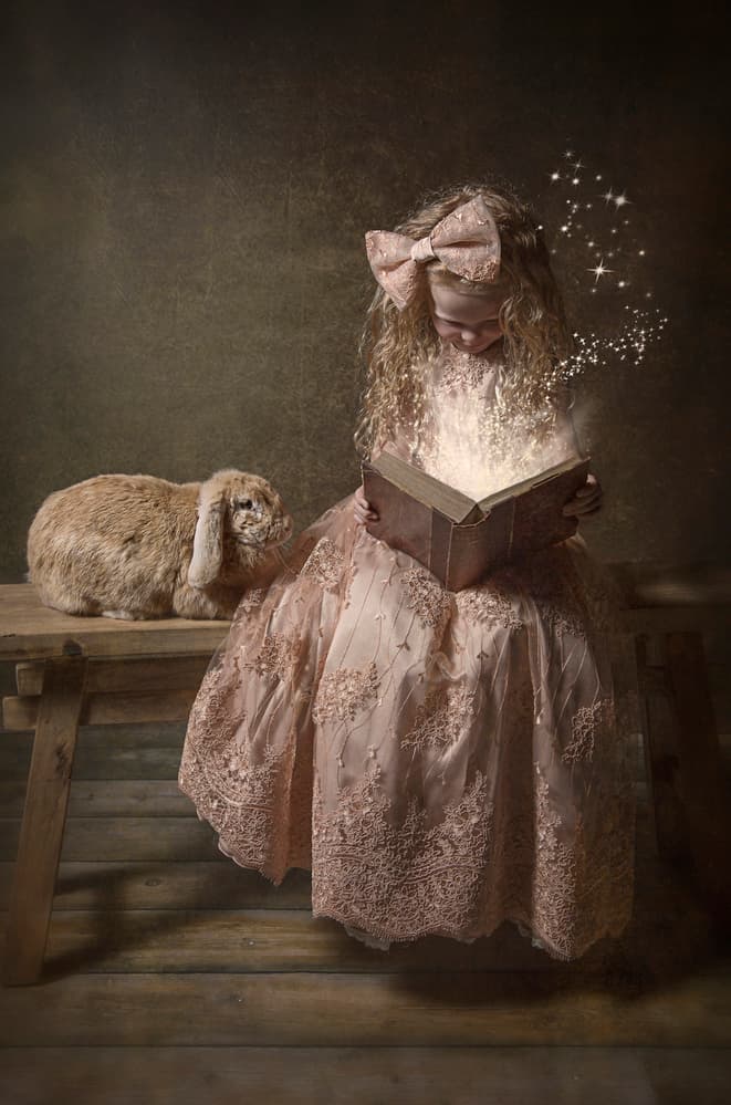 Magical Reading Girl by Carola Kayen-Mouthaan — canvas wall art