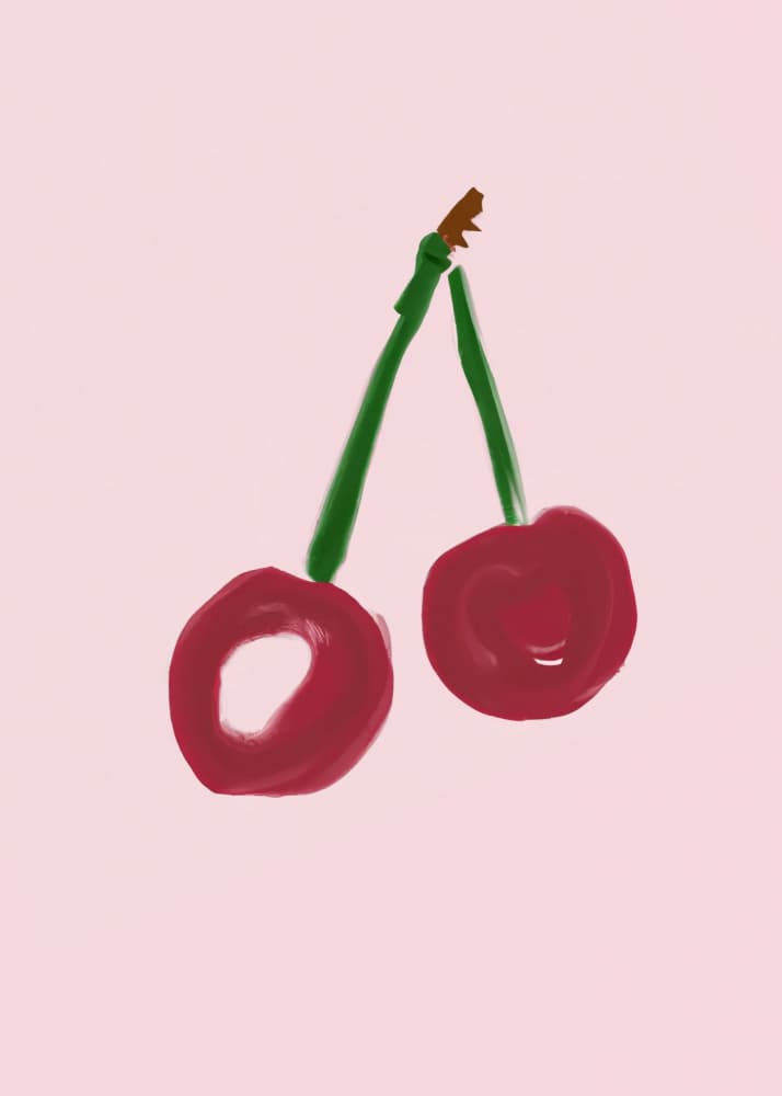 Sweet Red Cherries by Merel Takken — canvas wall art