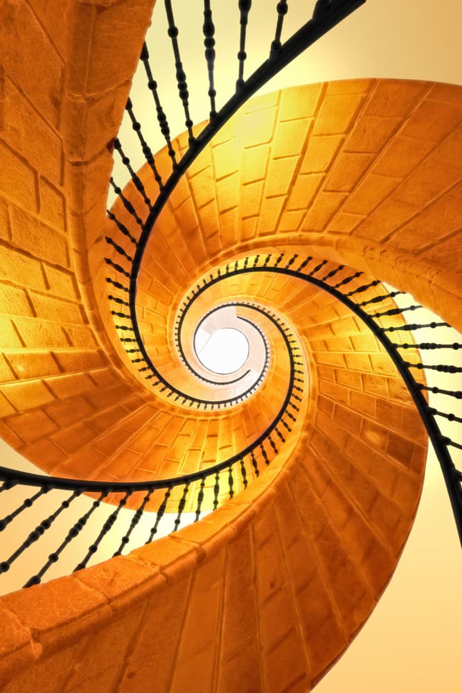 Golden Spiral Staircase by Marc Huybrighs — canvas wall art