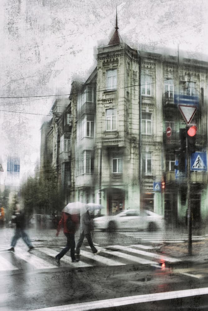 Rainy City Street by Alexander Kiyashko — canvas wall art