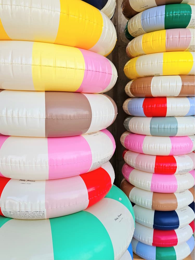Colorful Stacked Pool Rings by Ohkimiko — canvas wall art