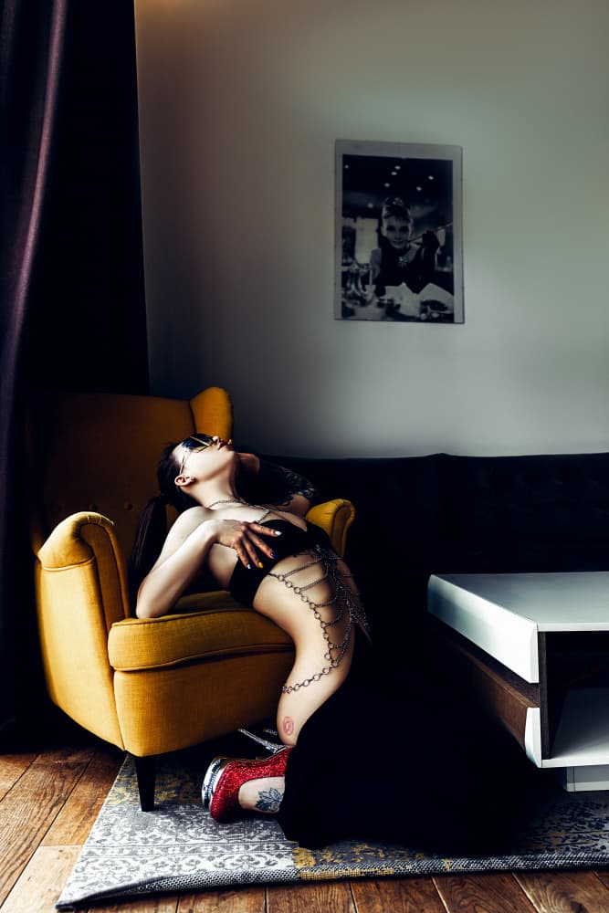 Dark Glamour Yellow Chair by Ruslan Bolgov — canvas wall art