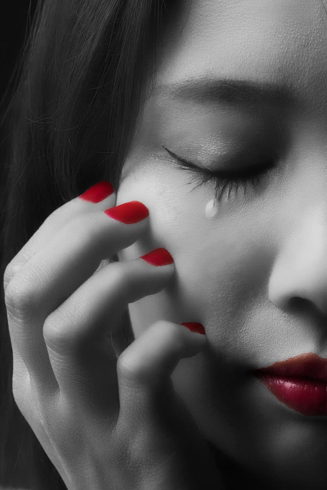 Silent Tear Red Lips by Blue_Rose — canvas wall art