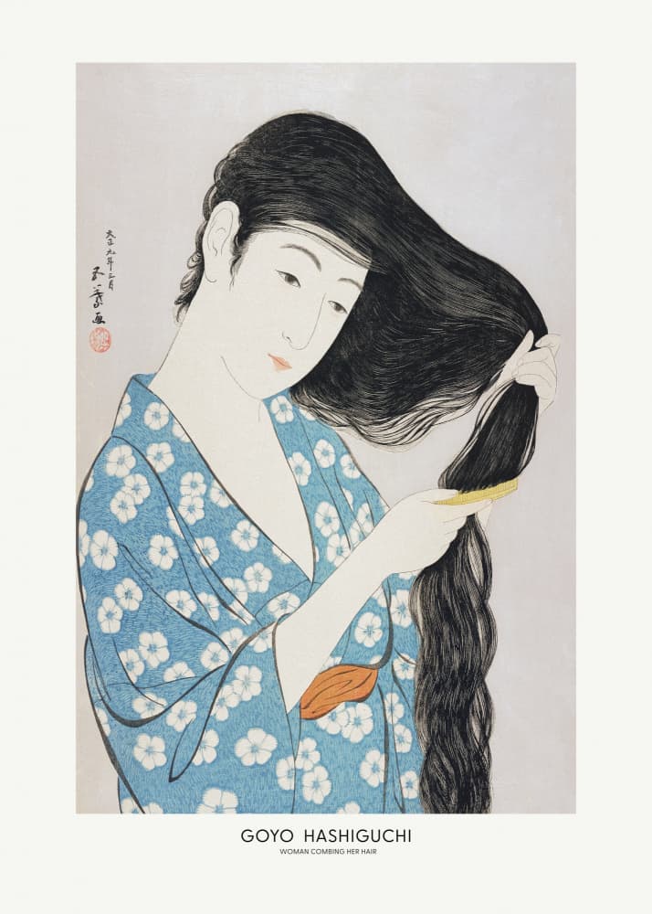 Woman Combing Her Hair by Goyo Hashiguchi — canvas wall art