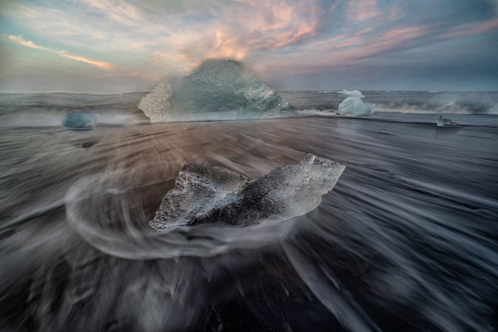 Ethereal Ice Beach Sunset by Yuan Su — canvas wall art