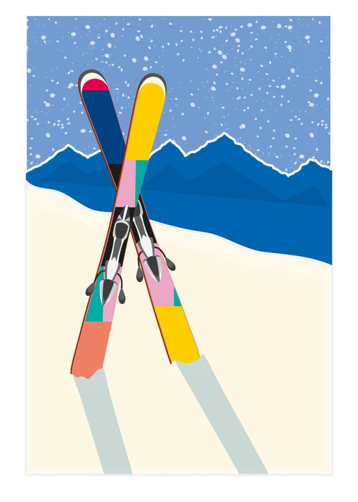 Colorful Skis In Snow by SERGIO ORTIZ — canvas wall art