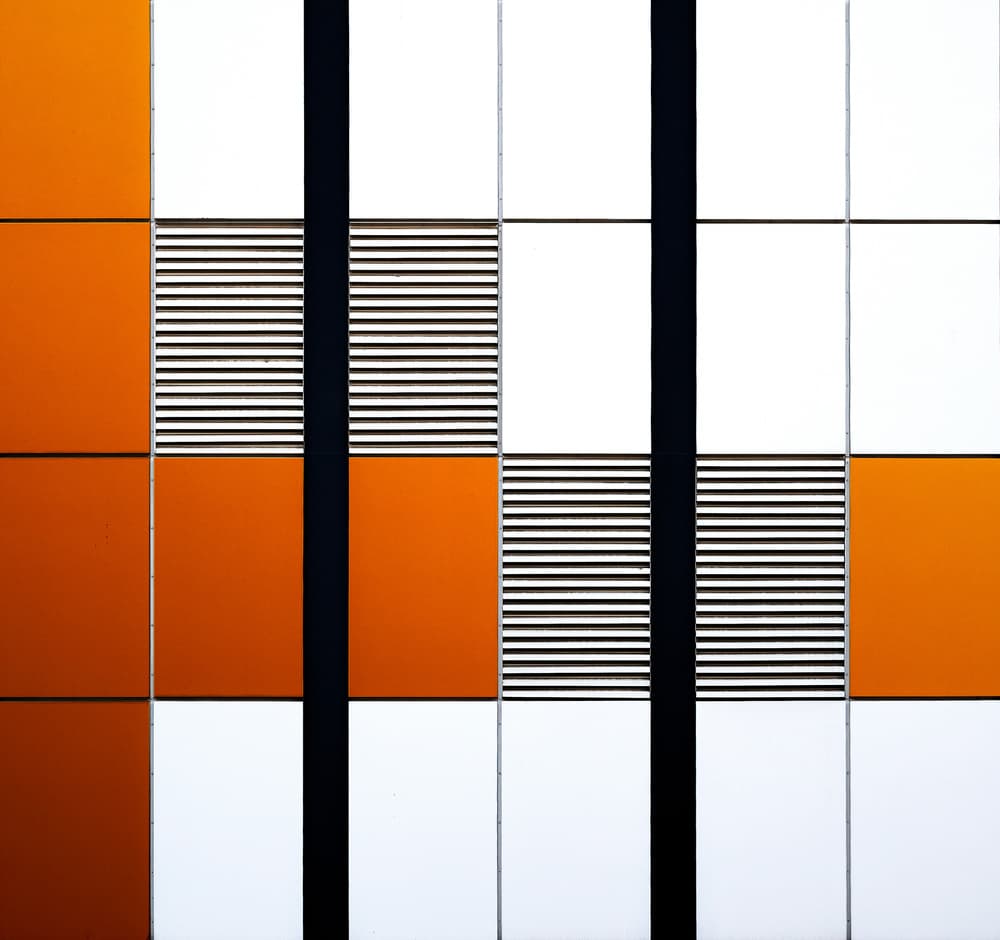 Abstract Orange White Grid by Tomasz Buczkowski ( Tomush ) — canvas wall art