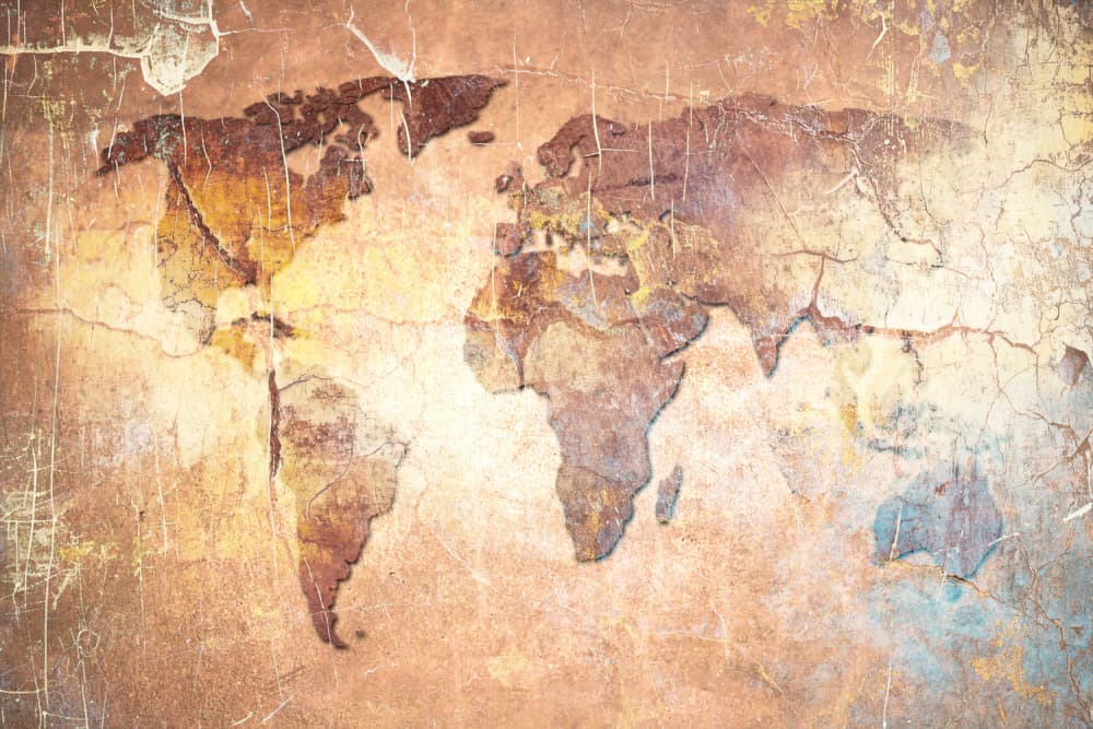 Vintage World Map by Rafal Kulik — canvas wall art