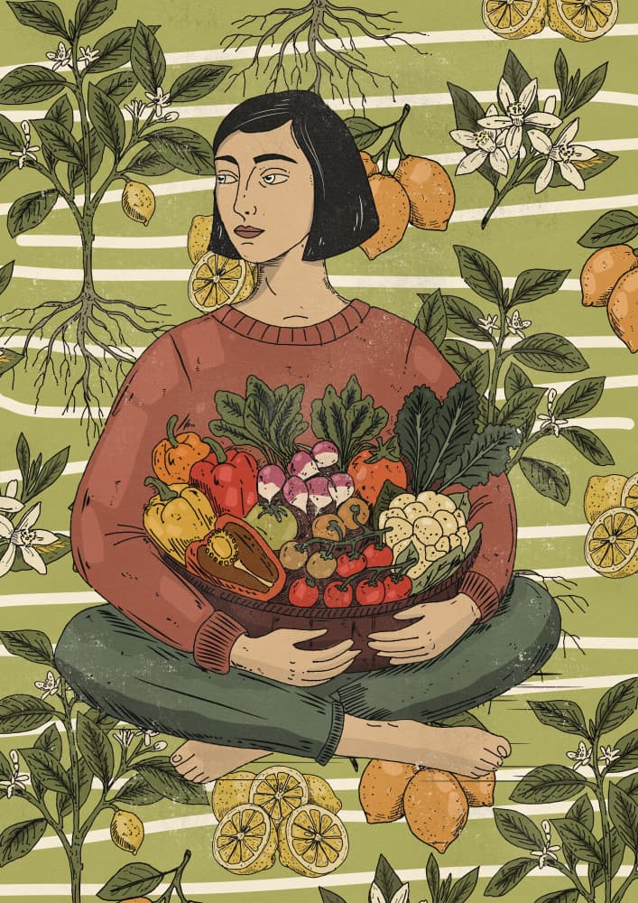 Garden Harvest Woman by Nicholas — canvas wall art