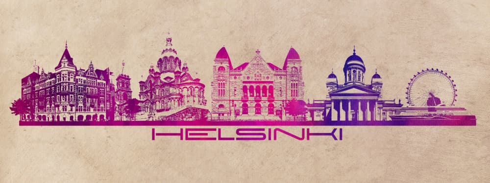 Vibrant Helsinki Skyline by Justyna Jaszke — canvas wall art