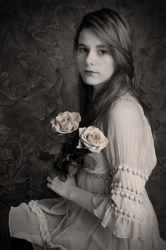 Romantic Girl with Roses by Jan Scheunders — canvas wall art
