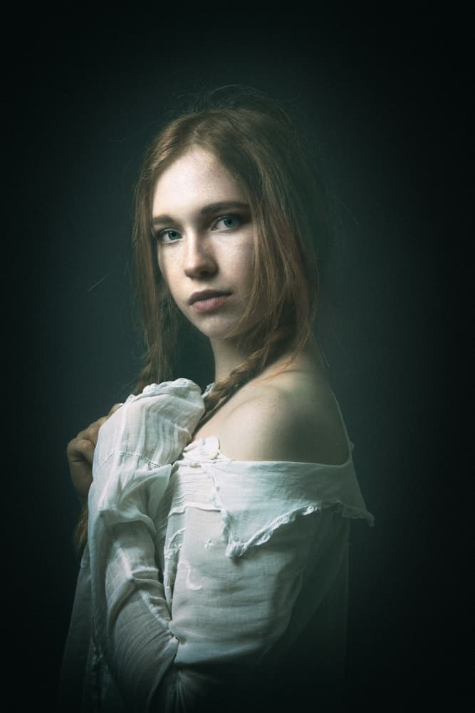Pensive Redhead Portrait by Ruth Franke — canvas wall art