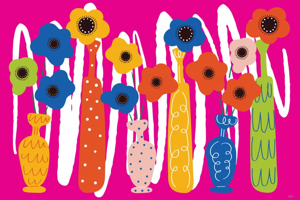 Cheerful Flower Vases by Sue Skellern — canvas wall art