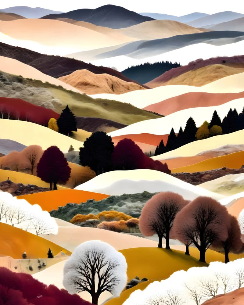 Vibrant Autumn Hills by Uma Gokhale — canvas wall art