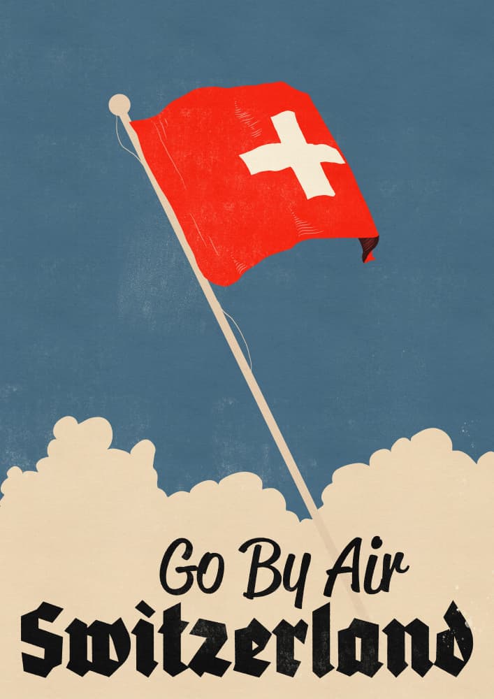 Vintage Switzerland Air Travel by Nicholas — canvas wall art