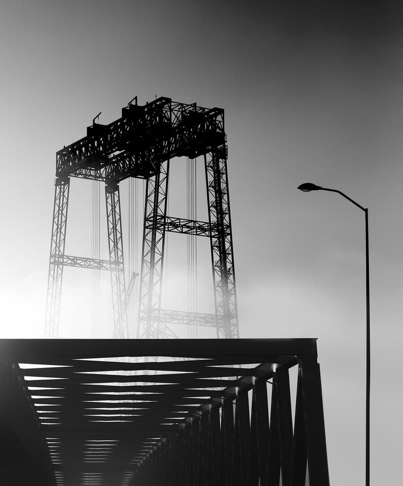 Foggy Industrial Bridge by Anna Niemiec — canvas wall art
