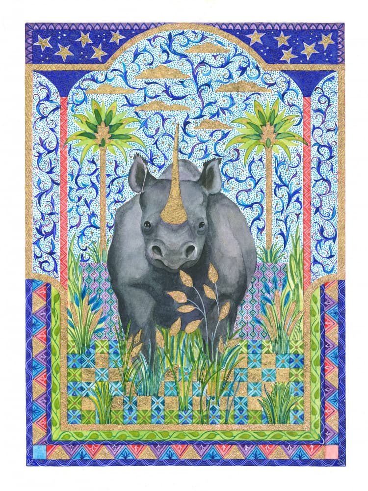 Rhinosceros illustration by Isabelle Brent — canvas wall art