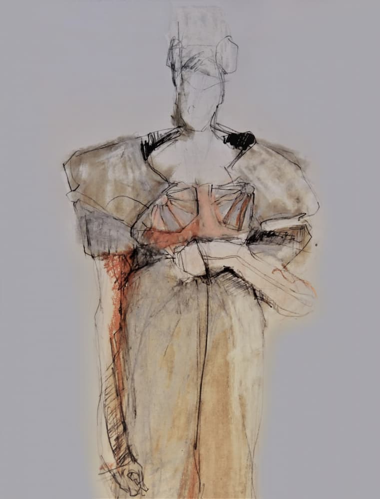 Elegant Fashion Sketch by Doris Schmitz — canvas wall art