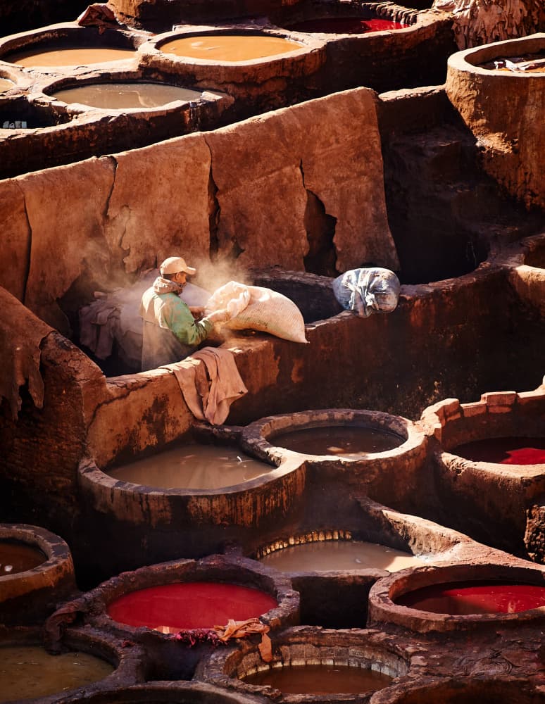Fes Tannery Worker by Martin Froyda — canvas wall art