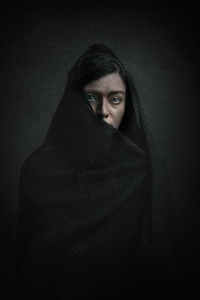 Veiled Woman Portrait by Moein Hasheminasab — canvas wall art