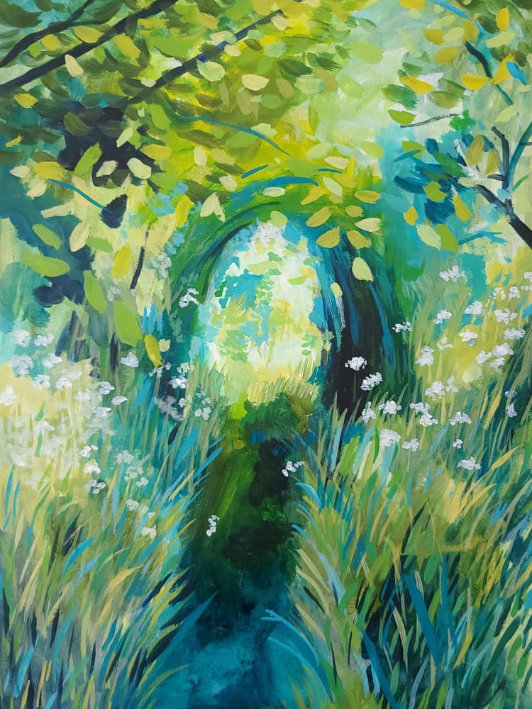 Sunlit Forest Gateway by Claire Whitehead — canvas wall art