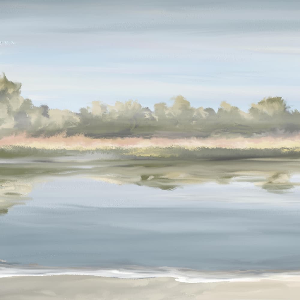 Peaceful Beach Reflection by Jenna Alheit — canvas wall art