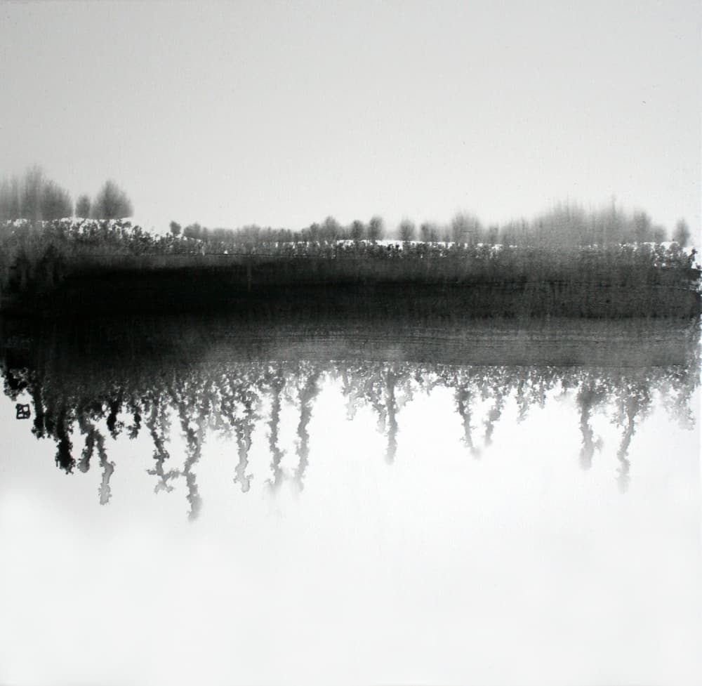 Monochrome Forest Reflection by Marina Nelson — canvas wall art