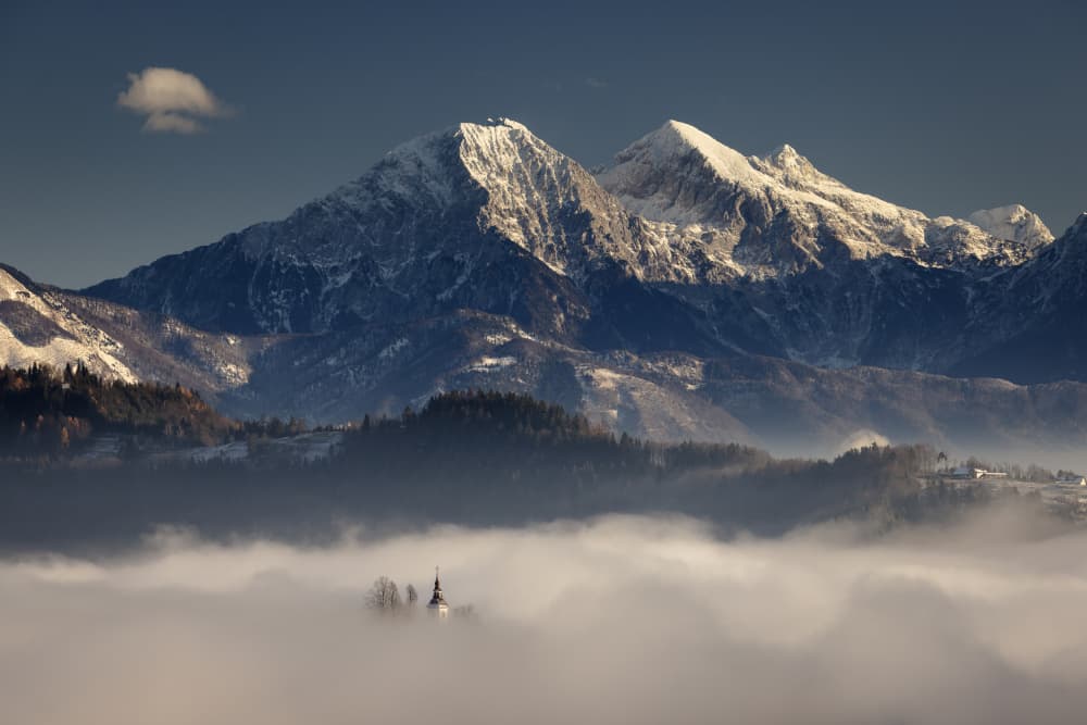 Misty Mountain Church by Dan Mirica — canvas wall art