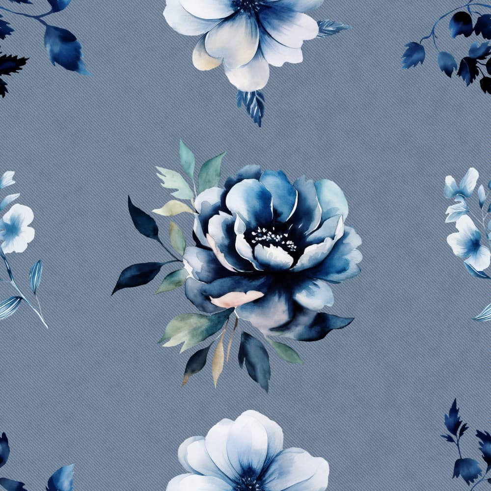 Watercolor Blue Floral by Bilge Paksoylu — canvas wall art
